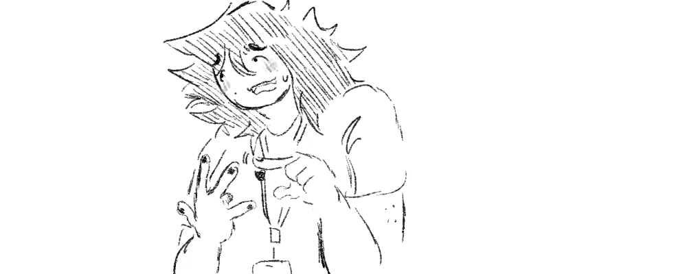 Peyton counts on xyr hands. They look slightly embarrased.