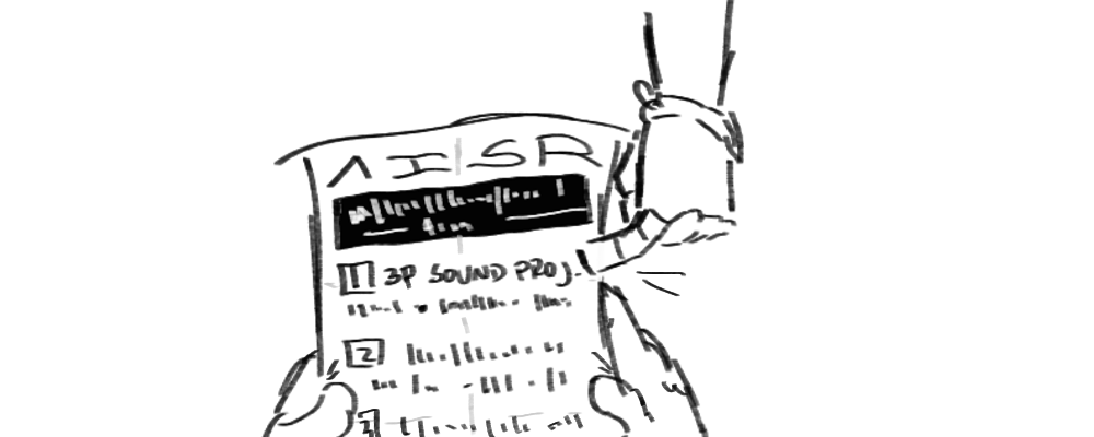 Peyton holds the flyer with both hands. Party Death Machine points at the top part.