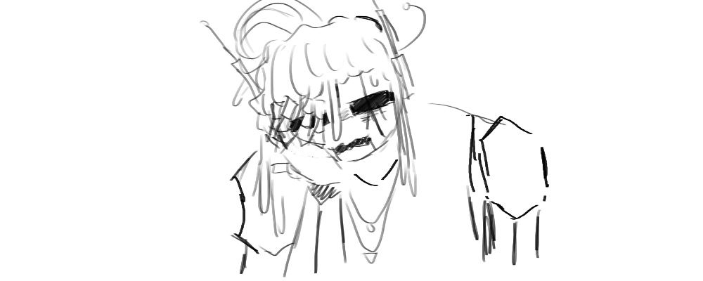 Pulsewidth puts his hand on his face, failing to make a neutral expression.